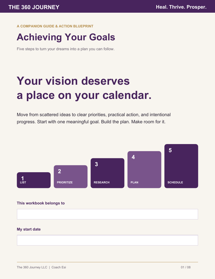 Achieving Your Goals companion guide and action blueprint